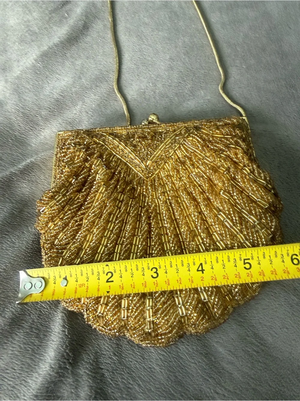 Vtg Beaded Bugle clamshell cocktail bag clutch mermaid